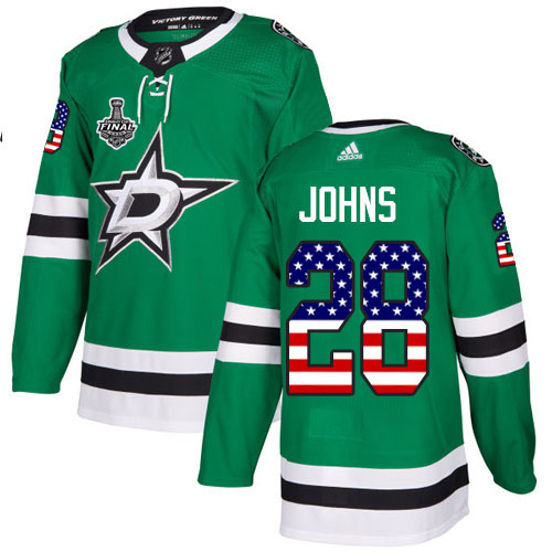 Adidas Men Dallas Stars 28 Stephen Johns Green Home Authentic USA Flag 2020 Stanley Cup Final Stitched NHL Jersey